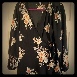 Black flower wrap dress- super cute🌻🌼🌸🌺